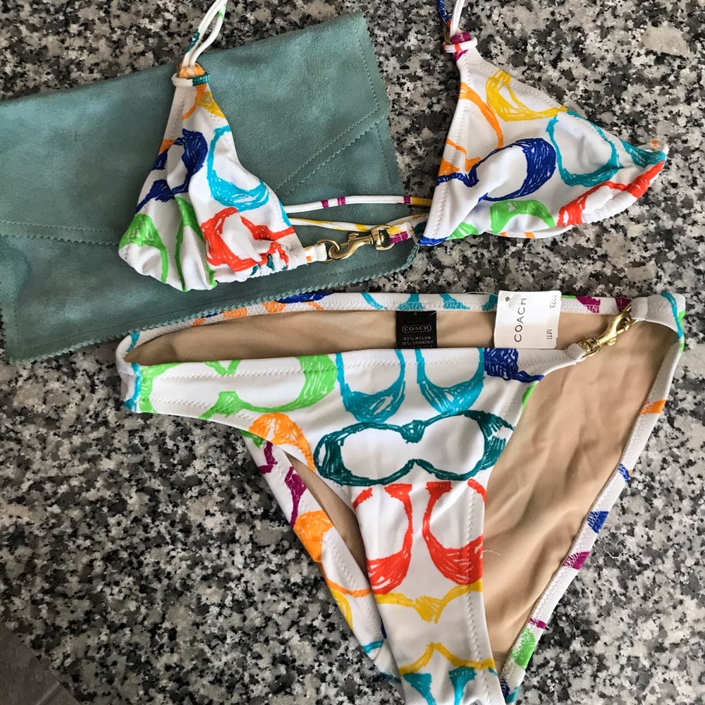 Coach signature scribble print bikini